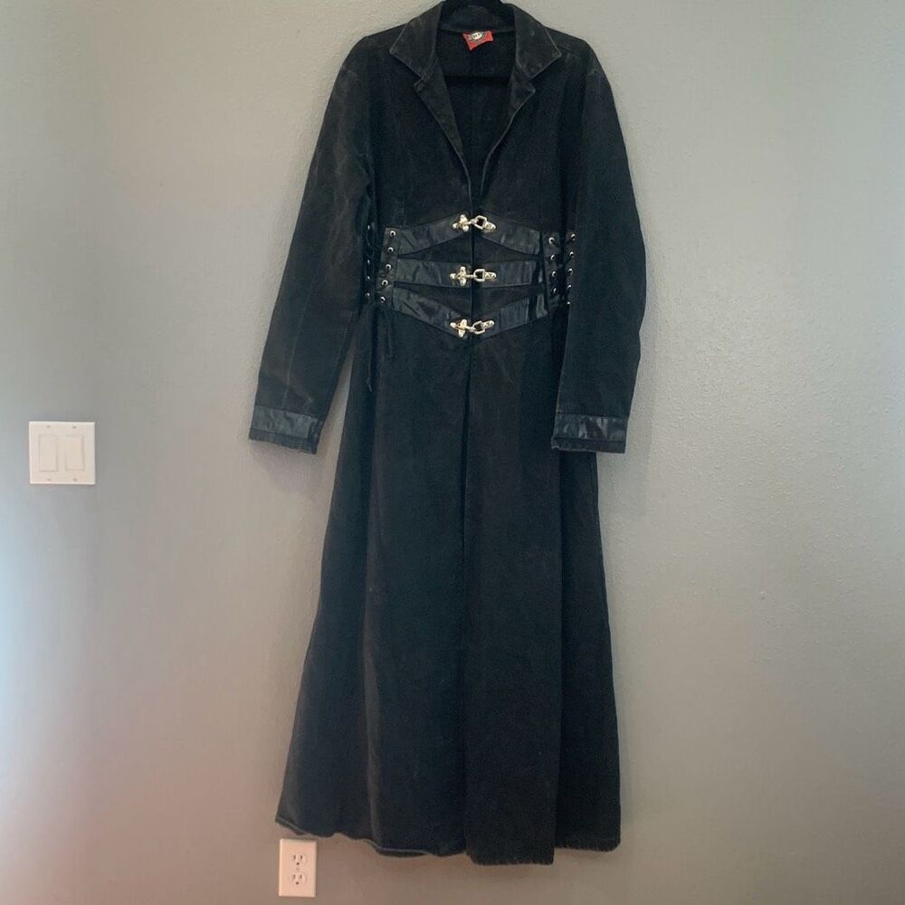 Red balls on fire London trench coat large